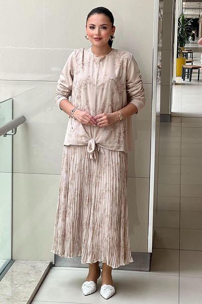 FUAT GÜRSEN Fuat Gürşen Dersenli Tunic Wrinkle Skirt Suit