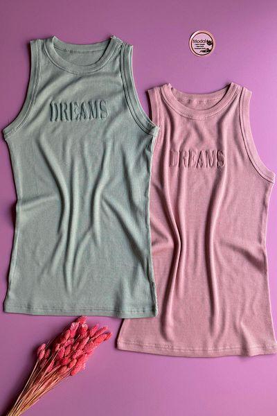VicTroy Dreams |   Modal Fabric 2-Piece Powder and Green Color Camisole Women's Tank-Blouse 66V50