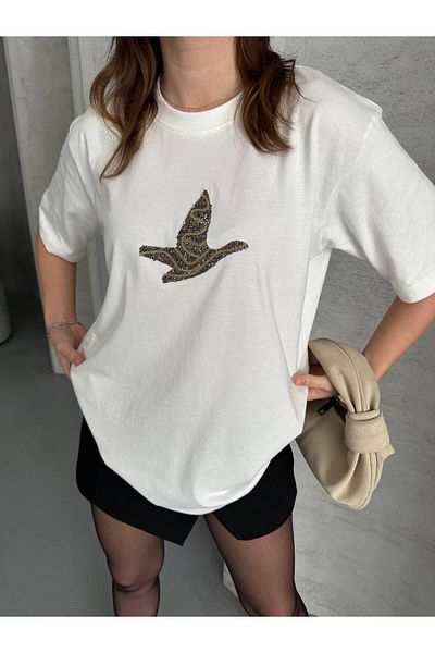 asur boutique Asur Boutique Women's Crew Neck Stone T-Shirt