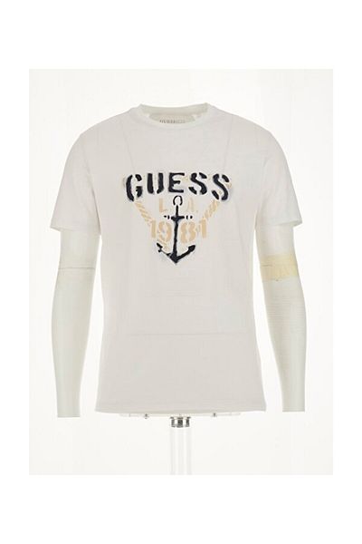 Guess Tricou Slim Fit pentru bărbați Ss Cn Marina
