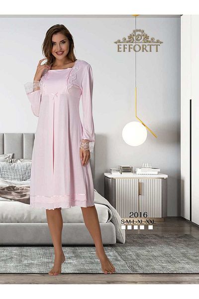 Effortt Maternity Maternity Nightgown Elegant Maternity Nightgown with Lace Detail