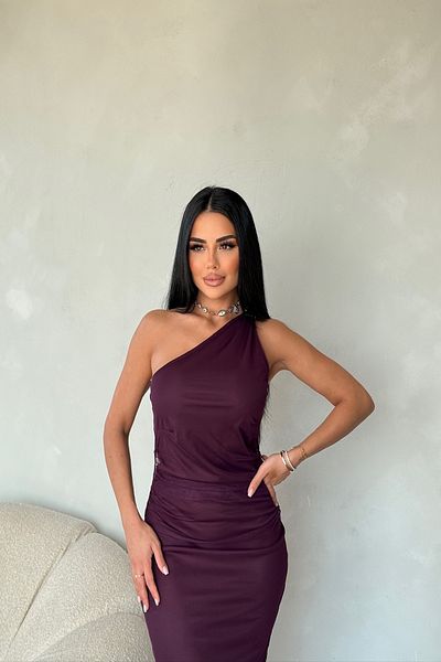 LİLA İSTANBUL Rochie de vară din tul cu un singur umăr cu design special