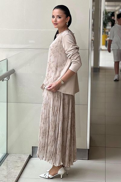 FUAT GÜRSEN Fuat Gürşen Dersenli Tunic Wrinkle Skirt Suit