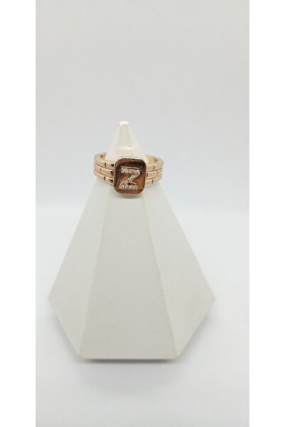 ndjewelry خاتم قابل للتعديل بحرف Z من حجر الورد الذهبي اللون