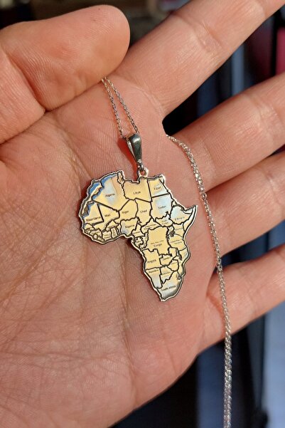 ÖZGÜR TAKI 925 Ayar Gümüş Afrika Haritası Kolye