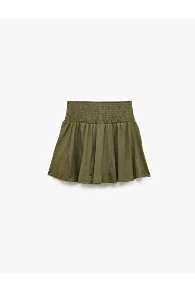 Koton Wrap Fabric Waist Lace-Up Gathered A-Line Mini Skirt