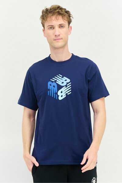 New Balance Men Sportswear Fit Short Sleeves Outdoor T-Shirt, Navy