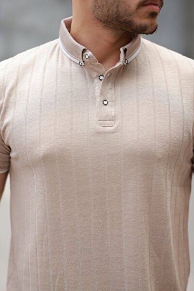 Modayakamoz Men's Button Collar Jacquard Fabric Short Sleeve T-Shirt