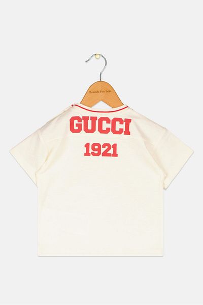 Gucci Toddlers Boy Crew Neck Short Sleeve Brand Logo Top, Multicolor