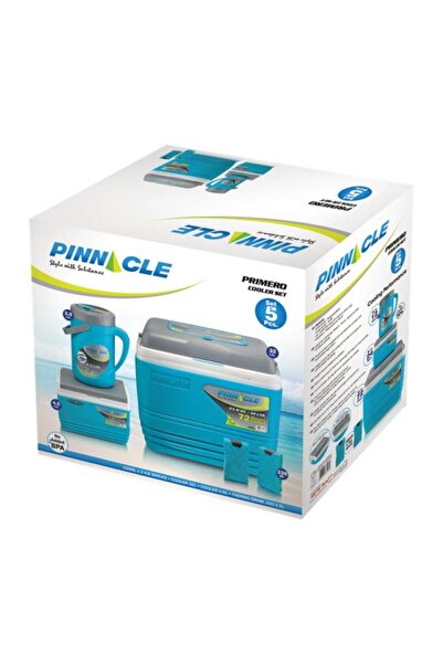 Generic PINNACLE Primero 5-Piece Plastic Insulated Ice Chest Combo Set Blue and Grey TPX-7014
