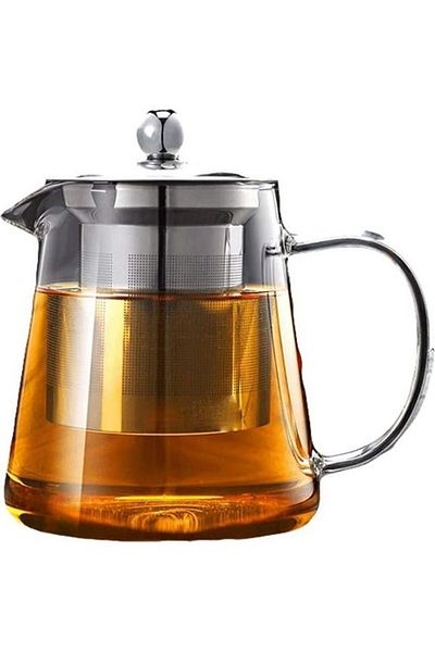 Generic XiuWoo Heat-Resistant Glass Teapot Clear/Silver 12x10.5cm