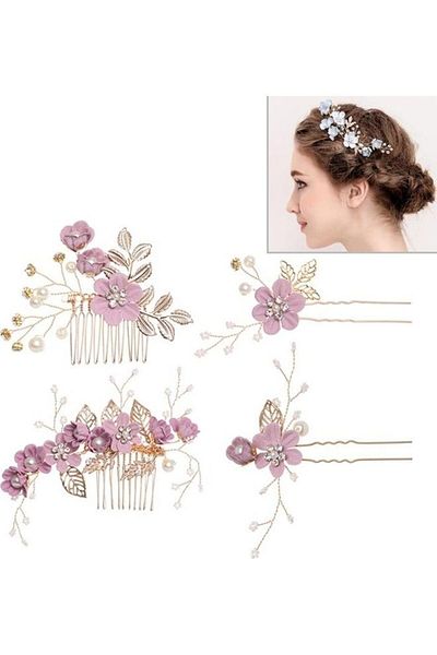 Generic BGM Fashion Flower Jewelry Hair Pins Purple Sets