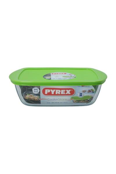Generic PYREX Rectangular Cook and Storage Dish with Lid Green and Clear 2.5 Liter 216P000