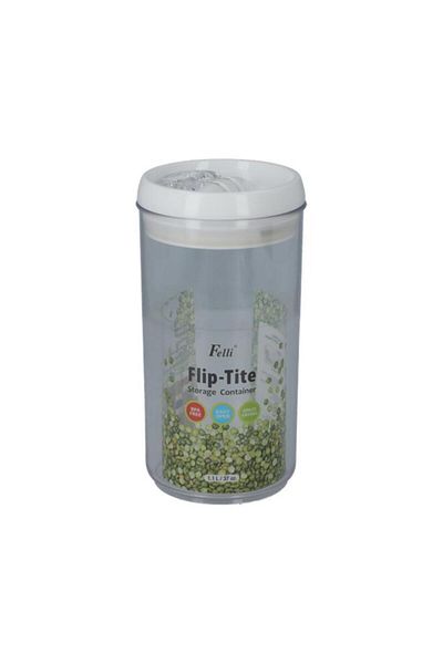 Generic Felli Flip-Tite Cylindrical Storage Container Clear and White 1.1 Liter