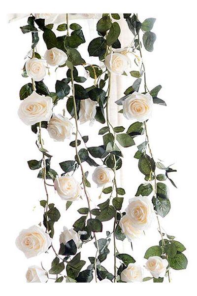 Generic Rose Ivy Vine String Artificial Flower White One Size