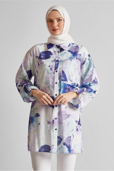 Alvina Patterned Shirt Tunic 44781