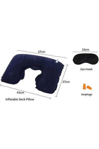Other 3 Pieces Travel Kit Adjustable Eye Mask Inflatable Neck Pillow & Noise Cancelling Earplugs