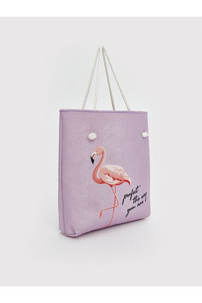 LC Waikiki Flamingo Printed Women's Beach Bag