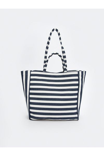 LC Waikiki Striped Canvas Women's Beach Bag