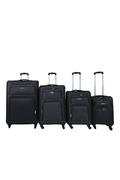 Generic STARGOLD Fabric Trolley 4PCS Set, 360° Wheels, Lock System, Premium Travel Bag 20/24/28/32", Black
