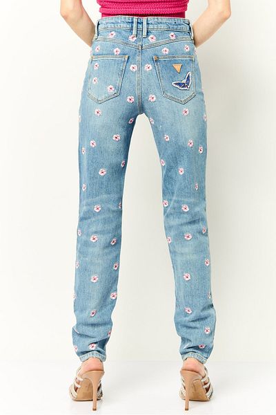 Guess Women Skinny Fit Embroidered Stretchable Denim, Multicolor