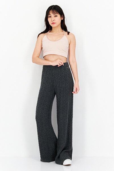 Guess Women Regular Fit Tamara Cable Knit Pants, Grey