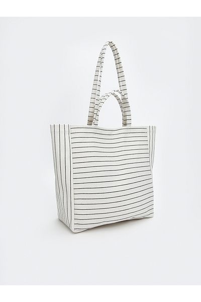 LC Waikiki Striped Canvas Women's Beach Bag