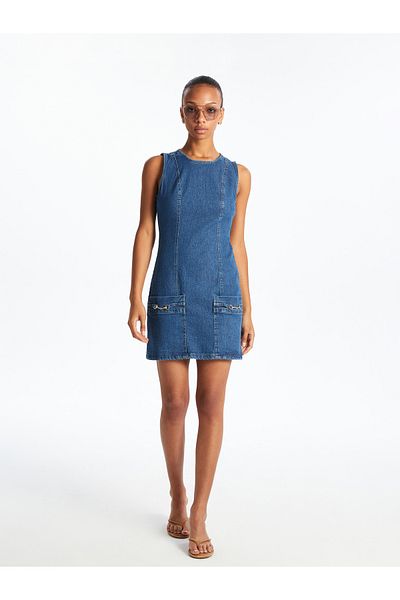 LC Waikiki Crew Neck Mini Jean Dress
