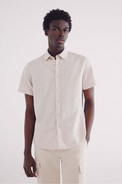 Springfield Linen shirt with short sleeves