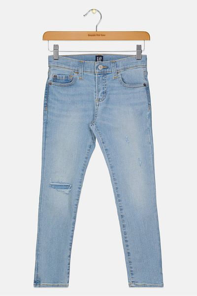 GAP Kids Boy Skinny Fit Washed Stretchable Denim, Light Blue