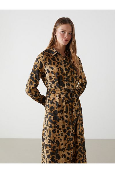 LC Waikiki Leopard Patterned Women's Shirt Dress