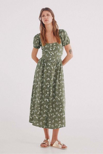 Springfield linen cross-back midi dress