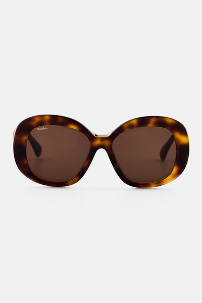 Max Mara Women MM008752E55 Oval Sunglasses, Brown