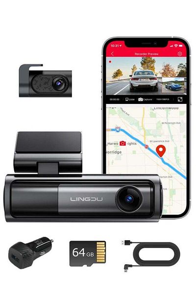 Generic LINGDU Dash Cam Bluetooth Car Dash Camera 5K Dash Cam Front and Rear Inside with GPS, 5G WiFi, APP a