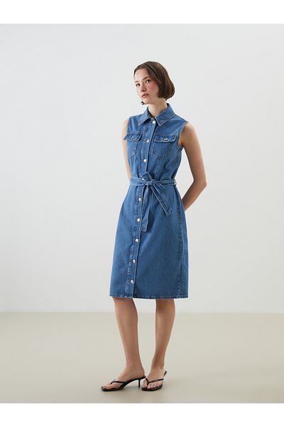LC Waikiki Shirt Collar Women's Jean Dress