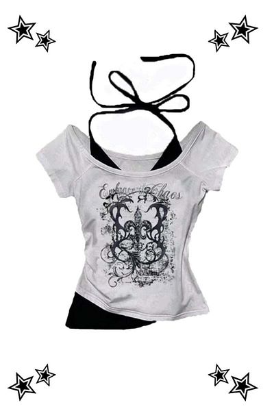 Köstebek Embrace the Chaos Halter Neck Gothic Blouse