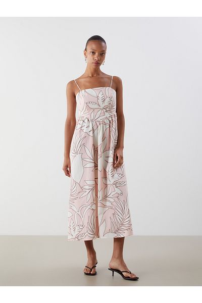 LC Waikiki Square Neck Floral Poplin Dress