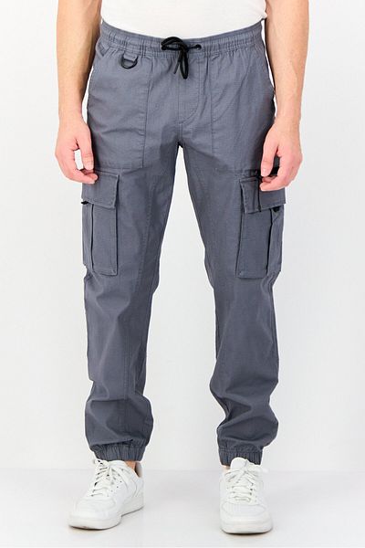 CELIO Men Regular Fit Solid Cargo Pants, Grey