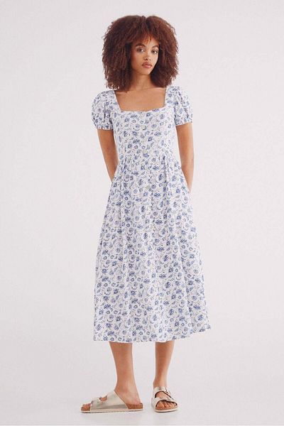Springfield linen cross-back midi dress
