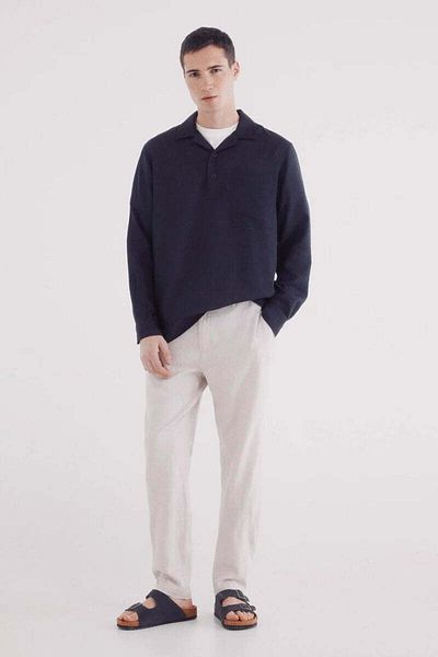 Springfield Slim fit linen structured trousers