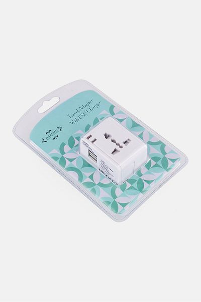 NANETTE LEPORE Travel Adapter With USB Charger, White