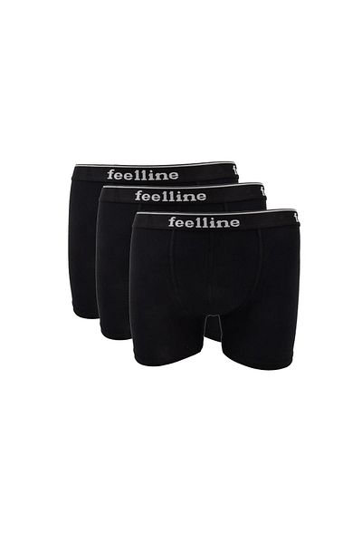 LiderGlobal 3 Pieces Feelline Black Cotton Natural Lycra Men's Boxers