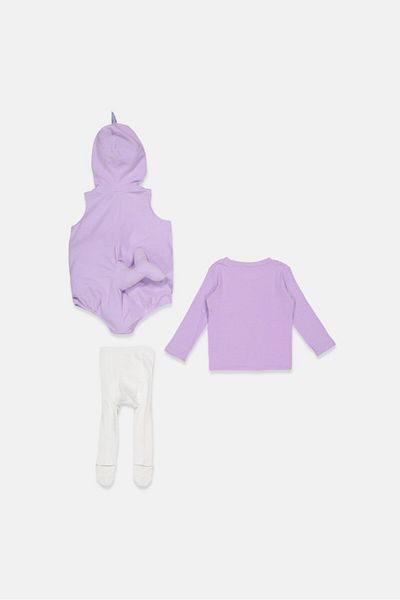 Carter's Toddlers Girl 3 Piece Unicorn Rompers With Top And Bottom Set, Purple and White