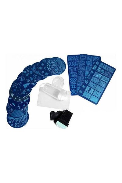 Generic مجموعة ألواح ختم الأظافر ألفا لايف باللون الأزرق