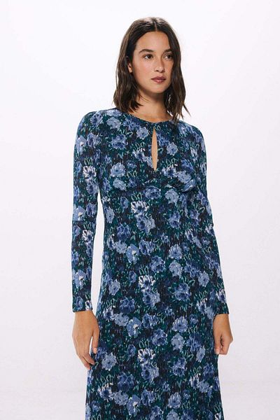 Springfield Blue floral print midi dress