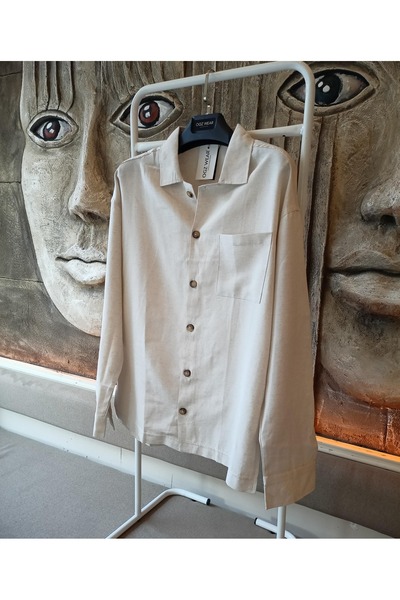 Scornic Ogz Wear Premium Ham Keten Cep Detaylı Erkek İnce Gömlek & Ceket