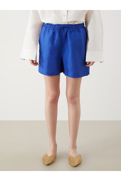 LC Waikiki 100% Linen Women's Shorts with Elastic Waist