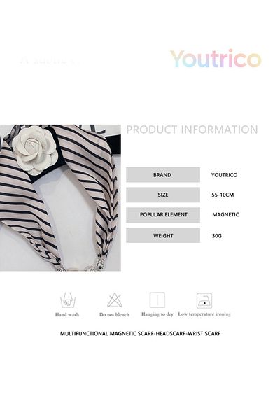 Youtrico New magnetic scarf,A variety of graphic prints,Versatile with a silk scarf.55*10cm