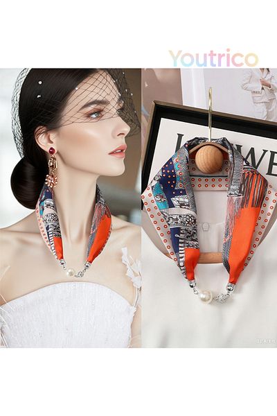 Youtrico New magnetic scarf,A variety of graphic prints,Versatile with a silk scarf.55*10cm