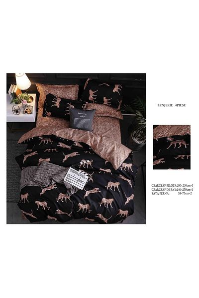CHIRASO CHIRASO 4-Piece Bedding Set, Satin Cotton, Sheet 240x250 cm, 2 Pillowcases